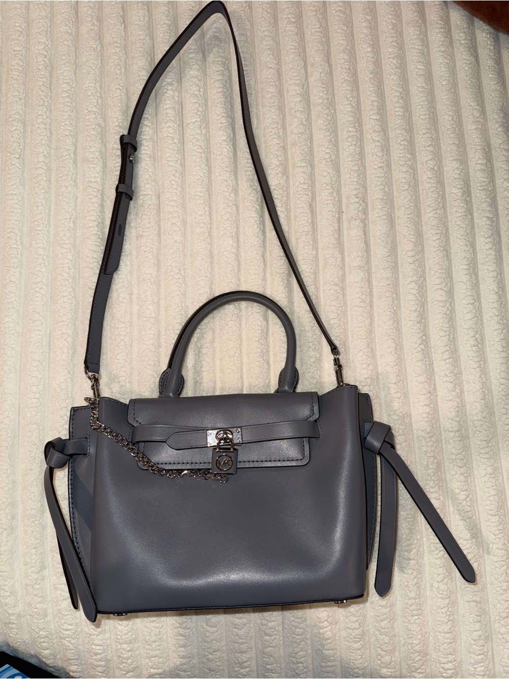 Michael Kors Hamilton Legacy Small Leather Belted Grey Satchel